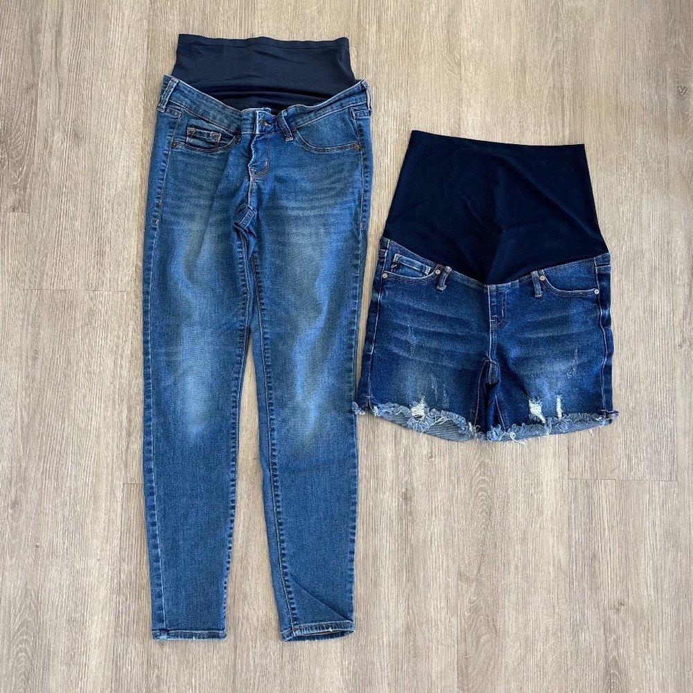 Maternity Kancan Shorts & Old Navy Jeans